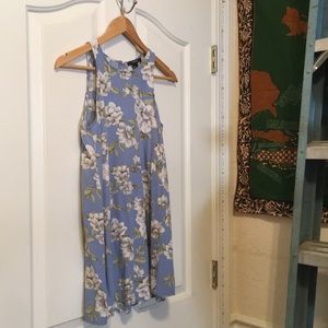 floral short blue casual dress